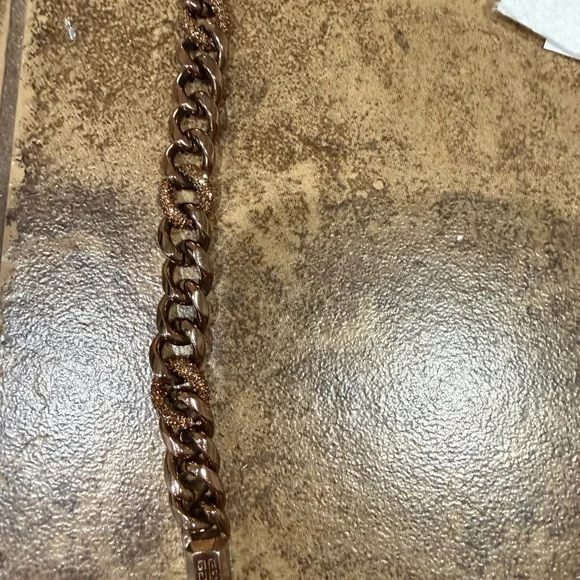 Vintage Givenchy 4G Cuban Link Bracelet Chunky Crystal Gunmetal Chain Unisex - Picture 11 of 13